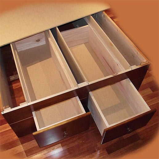 Jumbo drawers under Waterbed
