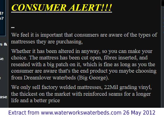 waterbed bladder modifications endorsement